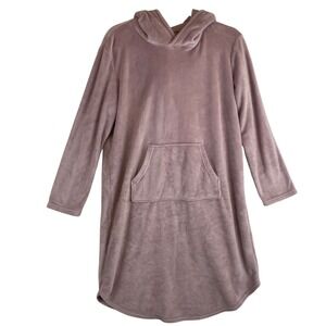 32 Degrees Heat Sleepwear Plush Fleece Hooded Nightgown Mauve Purple S/M